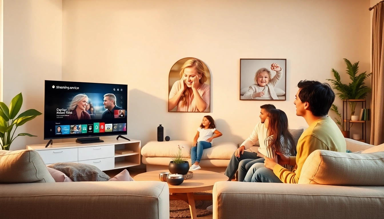 Experience top-notch IPTV Suisse streaming in a cozy living room with family.