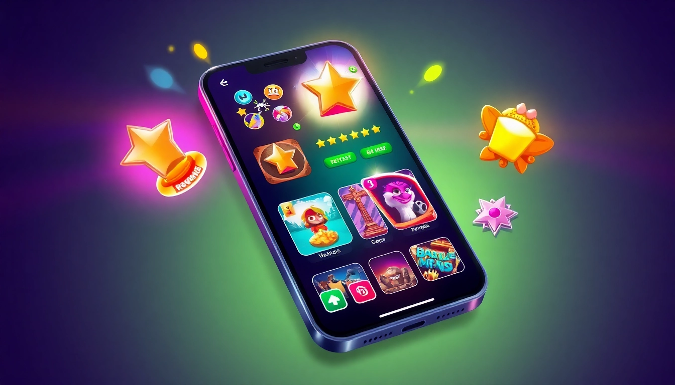 Earn rewards through engaging games on the smartphone with Reward Play logo clearly visible.