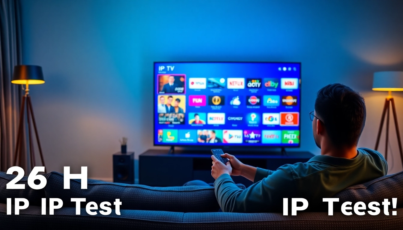 Experience the 24h iptv test with a sleek smart TV in a cozy living room setting