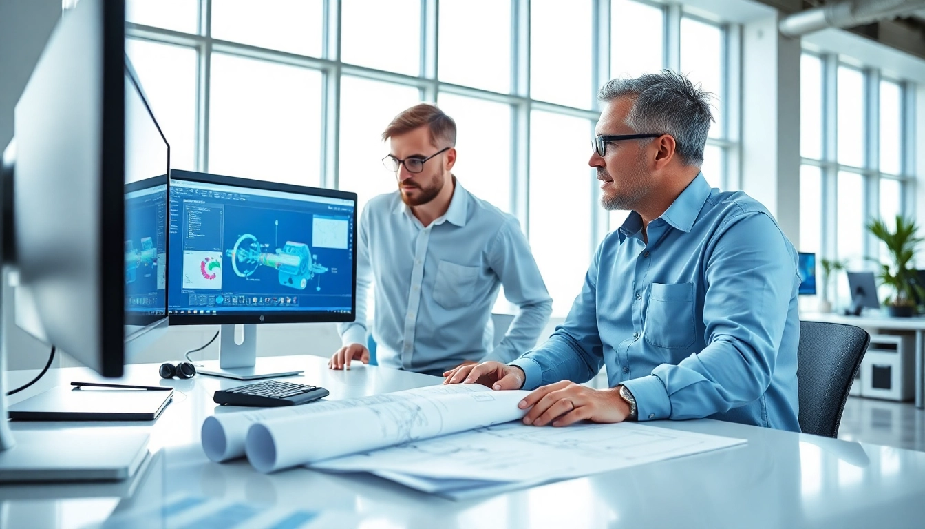 Pipe stress analysis company engineers discussing advanced analysis techniques in a modern office.