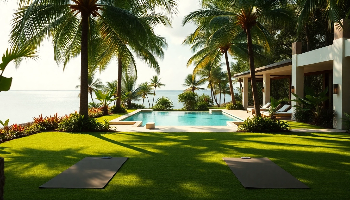 Experience a serene wellness retreat in Florida with a tranquil yoga space amid tropical beauty.