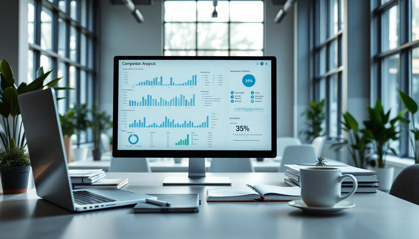 Enhance your competitor analysis with a detailed workspace featuring vibrant charts and graphs.