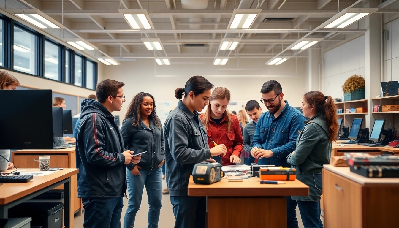 Students at a trade school in Knoxville TN engaged in hands-on training to enhance their skills.