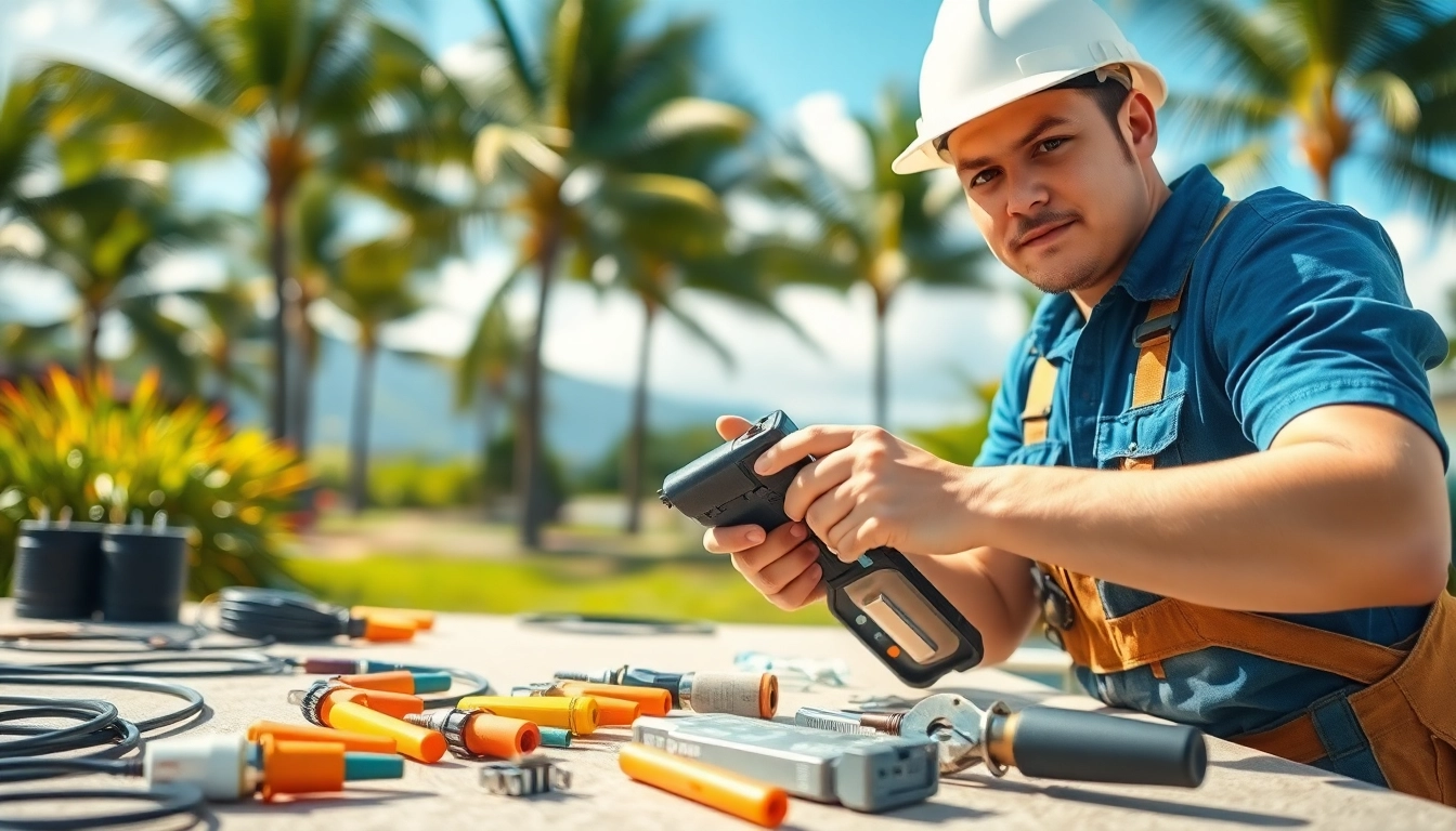 Learn about the electrician apprenticeship Hawaii process with hands-on training in a vibrant outdoor setting.