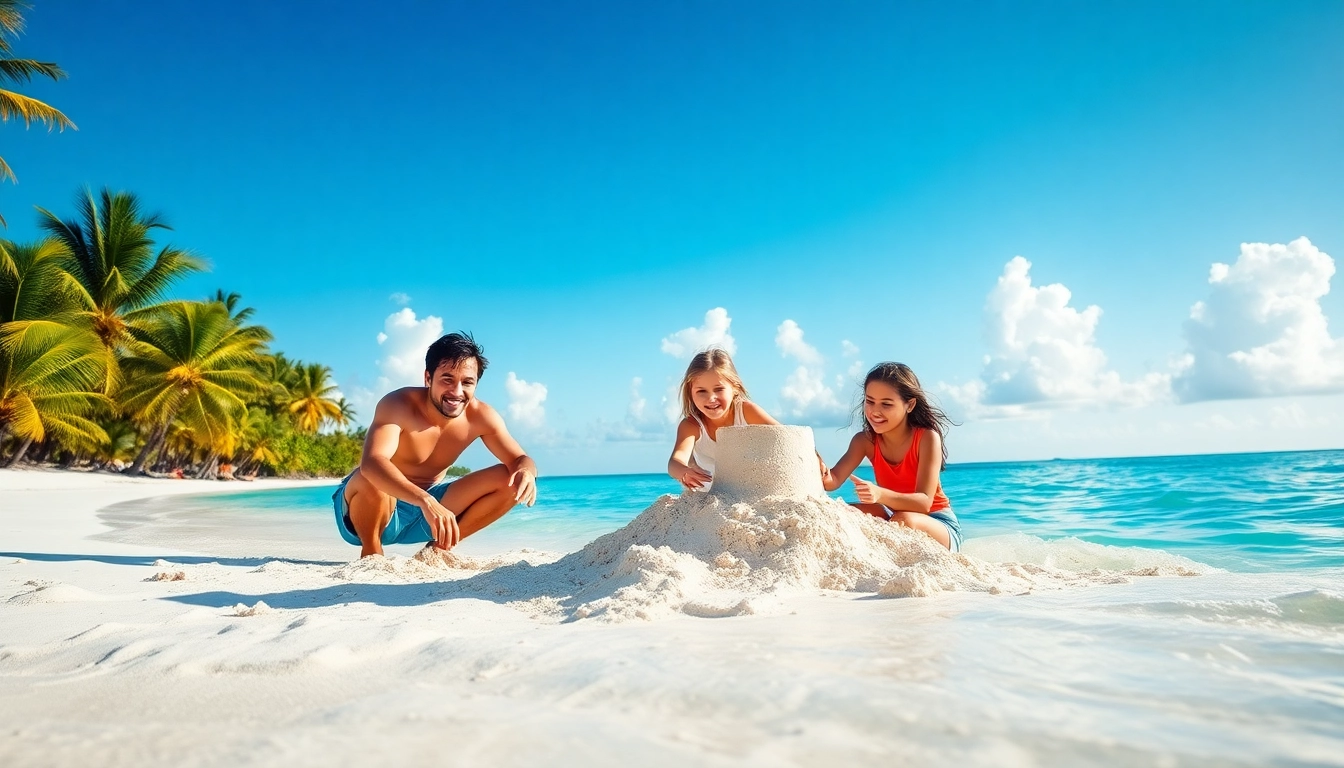 Enjoying Livingstone Vacations Bahamas Travel with family on a sunny beach day.