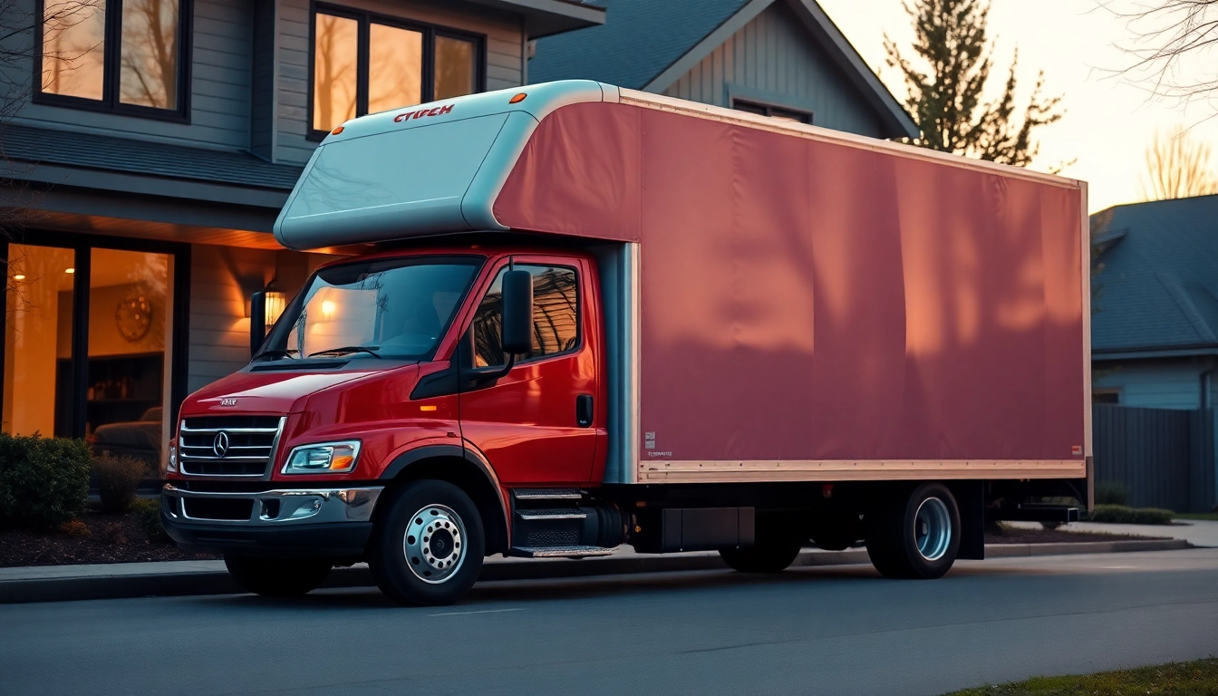 Umzugsfirma Erlangen providing expert moving services with a professional truck outside a modern home.
