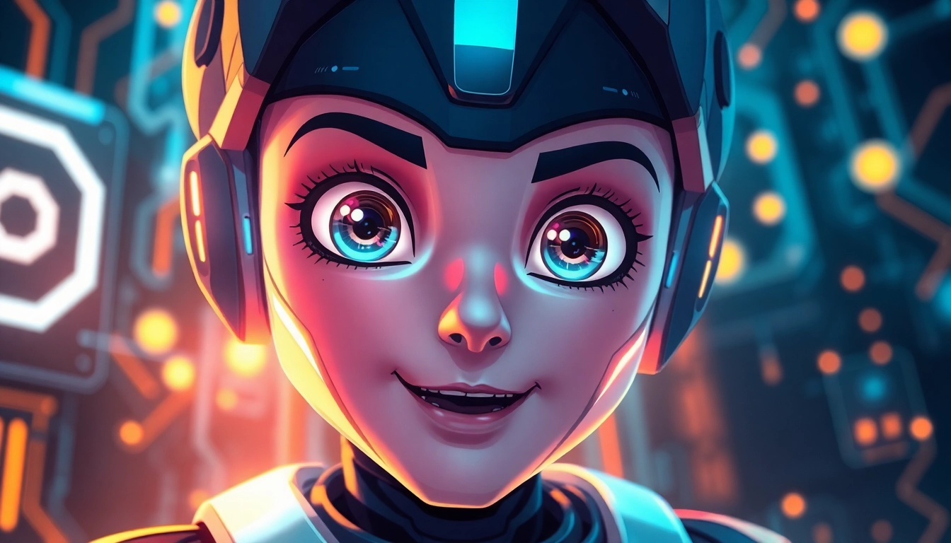 Engaging character from c.ai no filter with vibrant colors and futuristic elements.