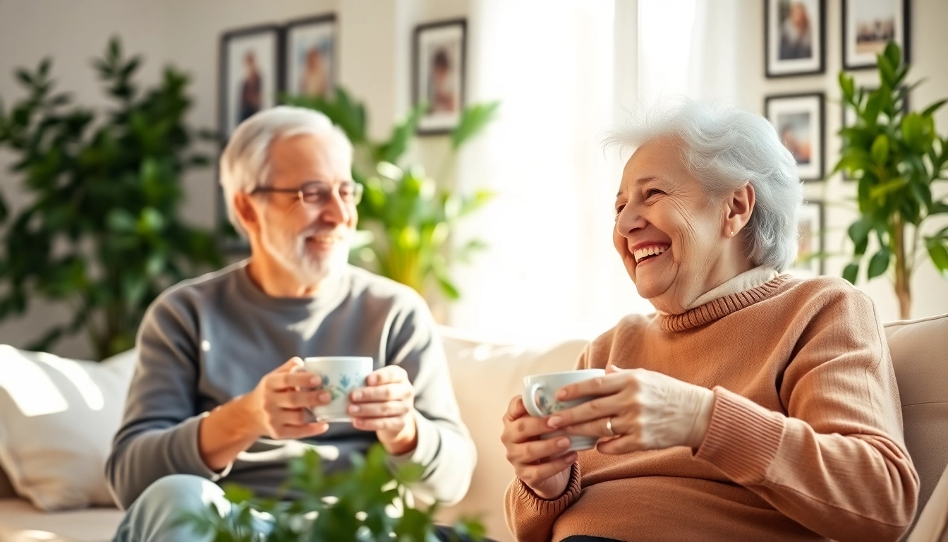 Couple enjoying their time together while receiving austin senior home care at home.
