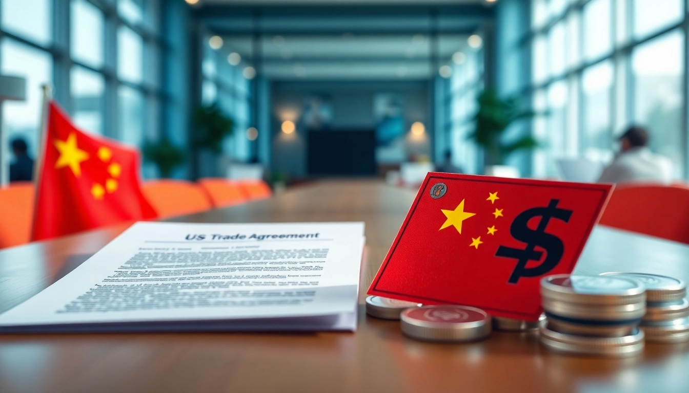 Analyze import tariffs China with a visual of trade agreements and currency symbols.