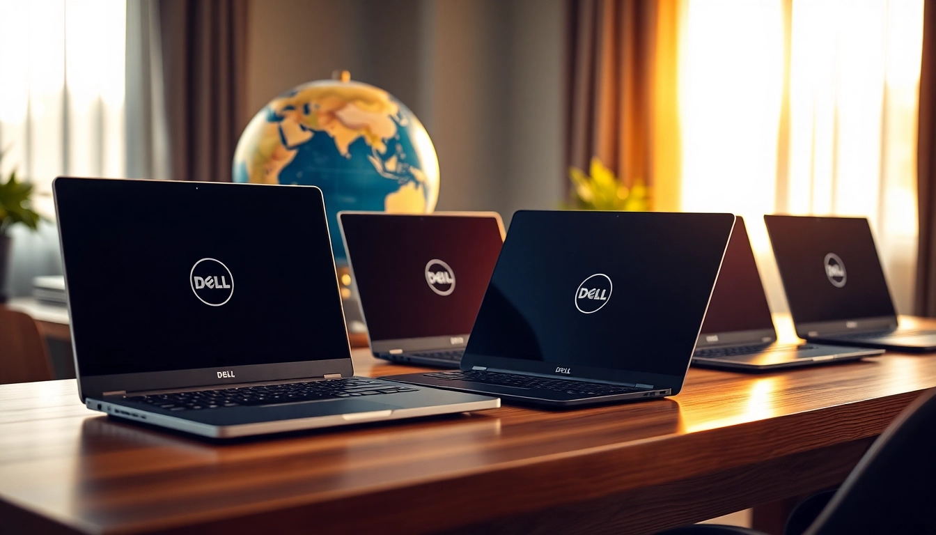 Presentando laptops dell en un entorno profesional con detalles elegantes.