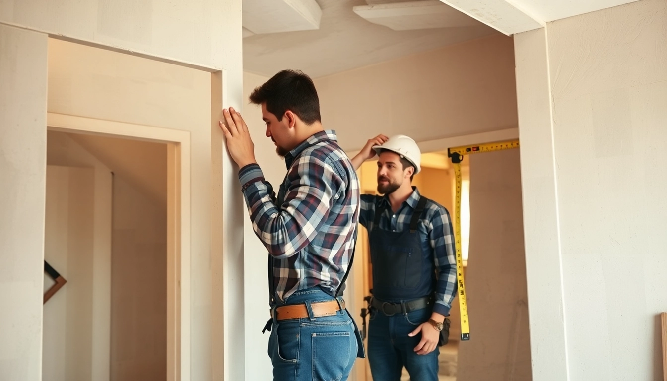 Drywall contractors installing drywall in a home, demonstrating craftsmanship and expertise.