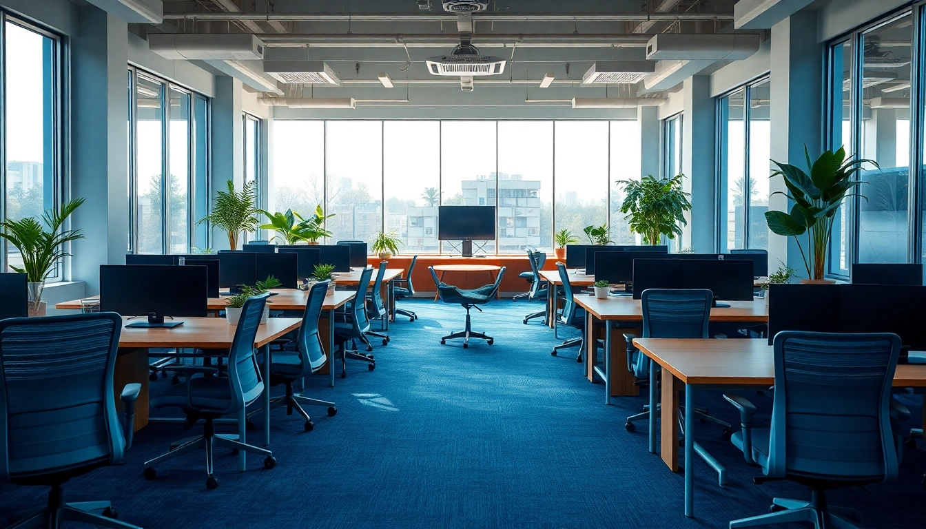 Modern office space for rent in Bangalore featuring elegant furniture and a professional atmosphere.
