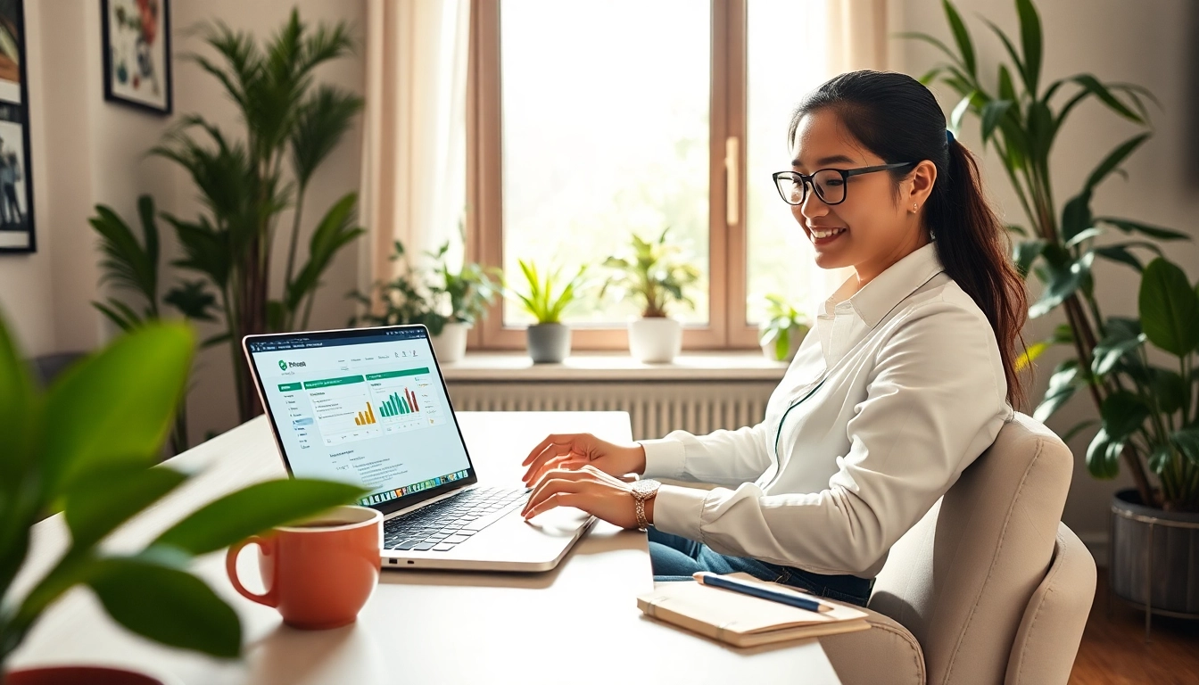 Hire a Filipino virtual assistant working in a bright home office, showcasing productivity.