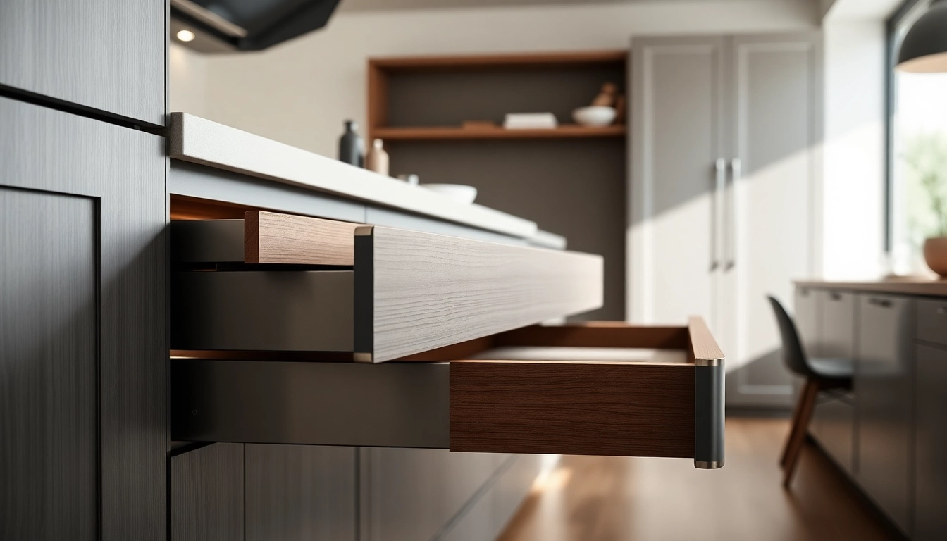 Sleek slim box drawer system showcasing functionality and elegance in a modern kitchen.