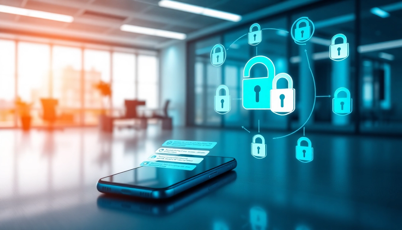 Receive SMS notifications effortlessly with smsvpa on a smartphone in a secure digital environment.