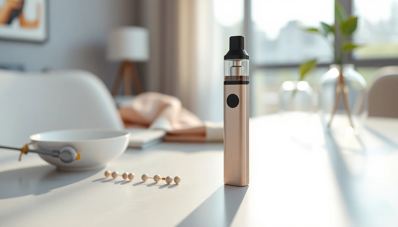 Showcase of a nicotine free disposable vape highlighting its sleek design and clean aesthetic.