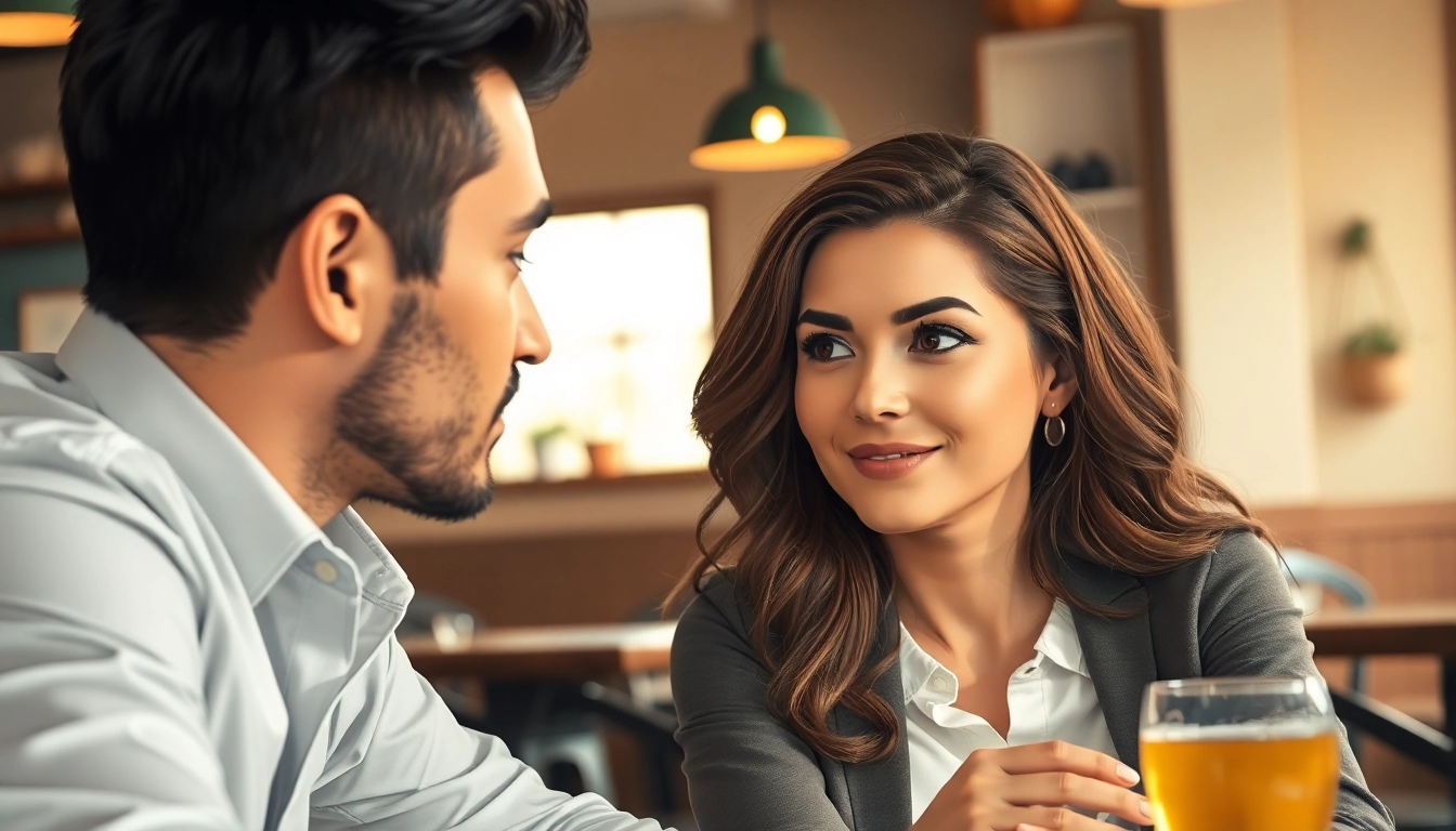 Couple practicing communication in relationships at a cozy cafe, emphasizing active listening.