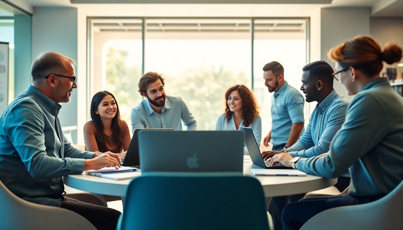 Engaging professionals in a business coaching service collaborative setting during a brainstorming session.