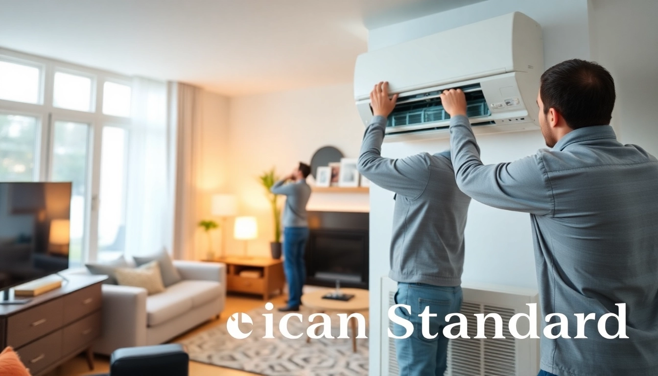 Efficient American Standard HVAC unit installation by skilled technicians showcasing quality service.