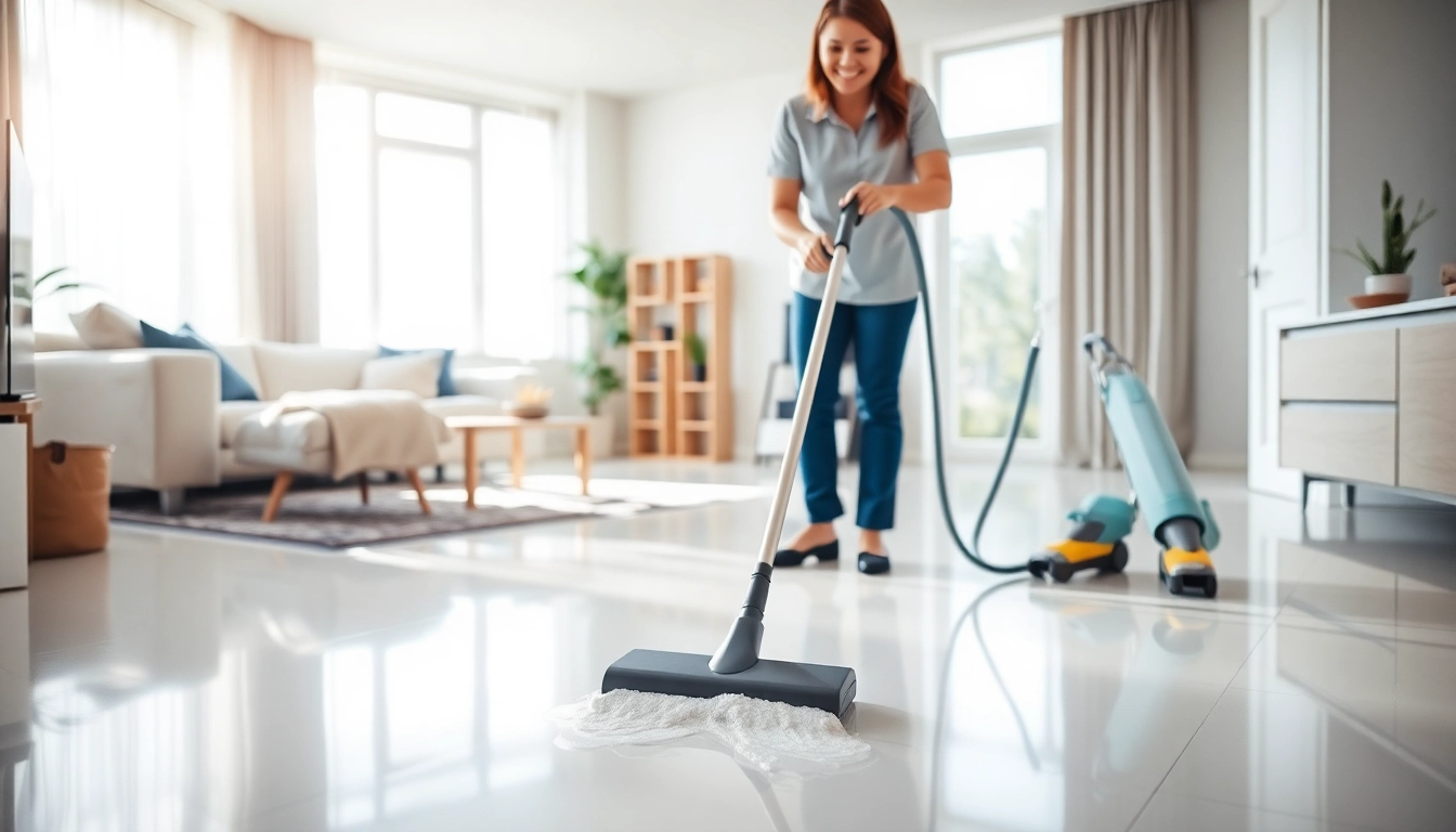 Bond cleaning Logan professionals cleaning an apartment with smiles and modern equipment.