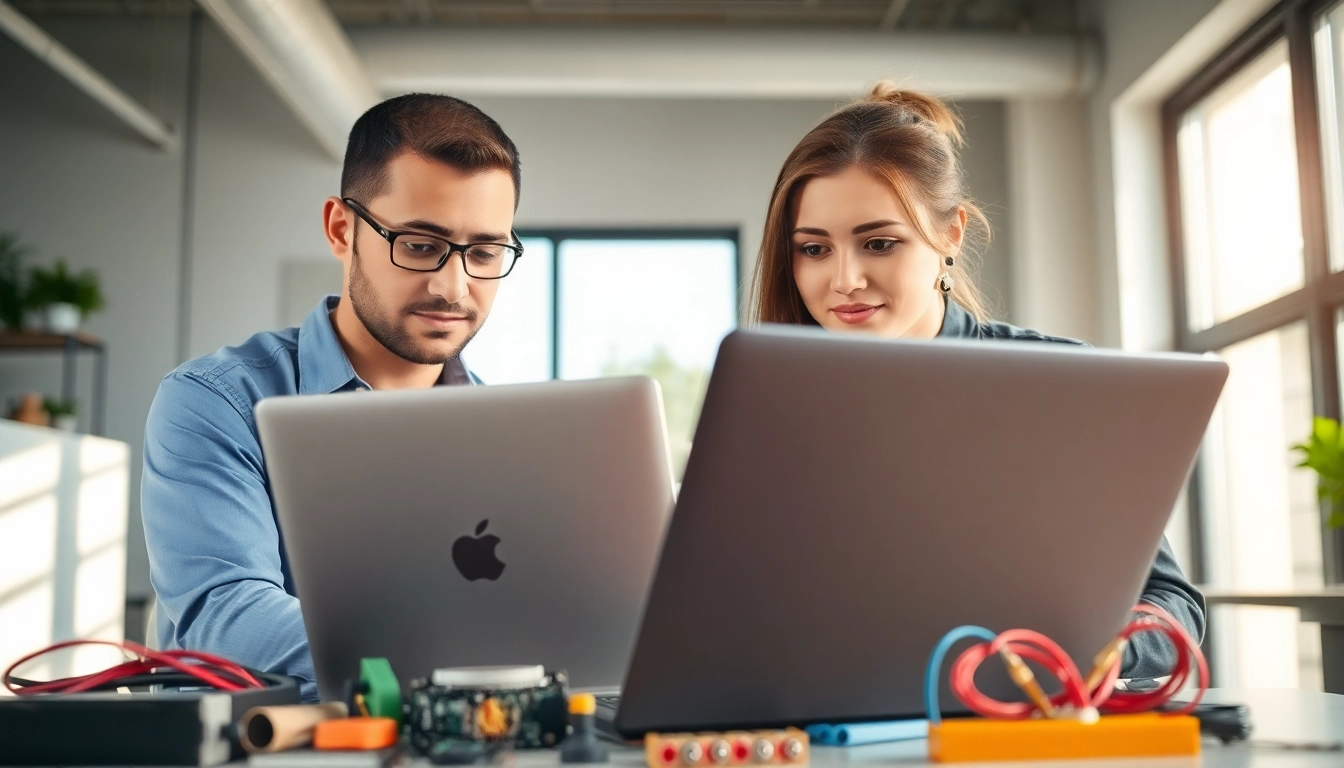 Get expert computer help near me with a technician repairing a laptop in a modern workspace.