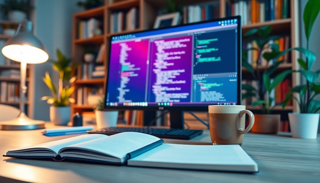 Showcase of web development tools and workspace highlighting creativity and focus.