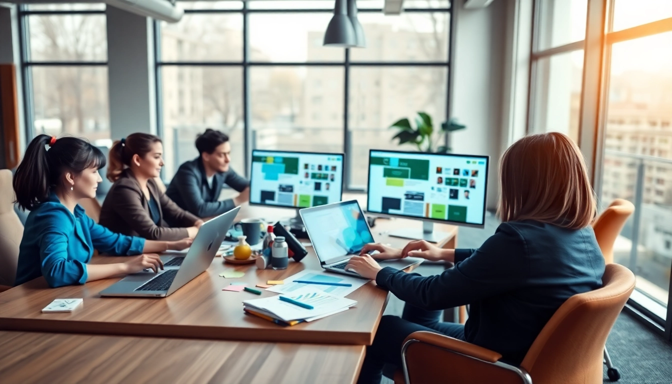 Enhancing creativity in web design Edmonton through collaboration in a vibrant office.
