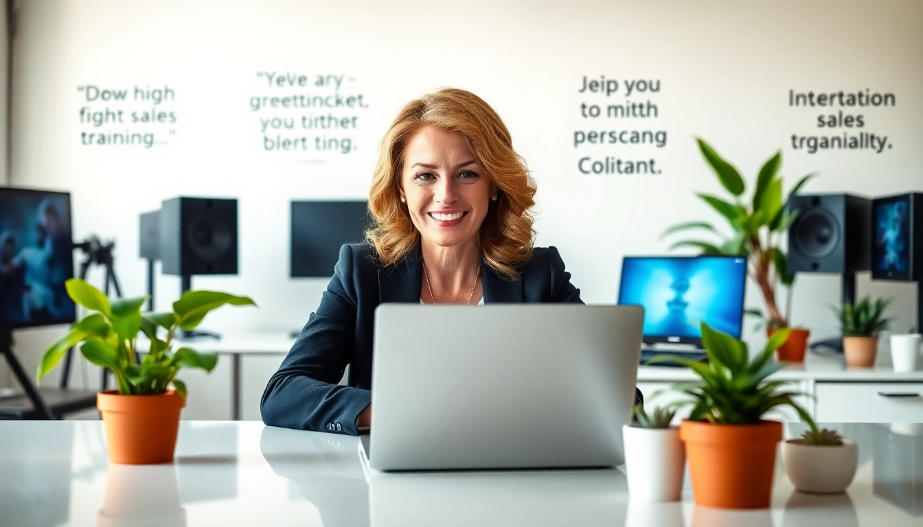 Eileen Wilder engaging with her audience in a bright office setting, showcasing high-ticket sales expertise.
