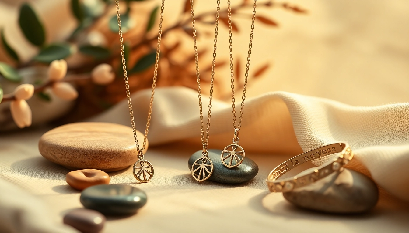 Showcasing elegant yoga jewelry with intricate designs and a serene background for meditation.
