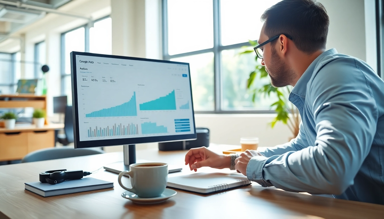 Enhancing google ads edmonton strategies with digital marketing analysis in a professional office.