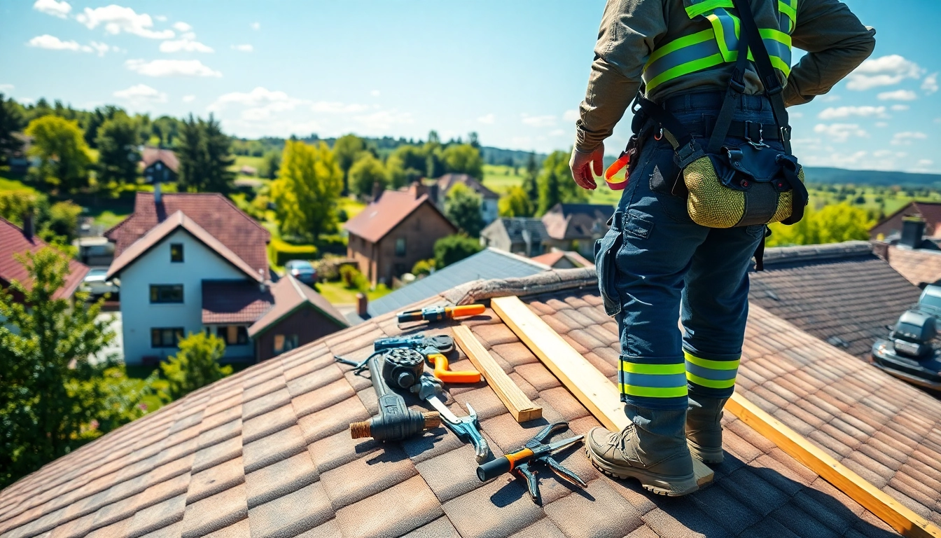 Roofer performing work on a roof in Wolfheze, highlighting the role of dakdekker wolfheze in home renovation.