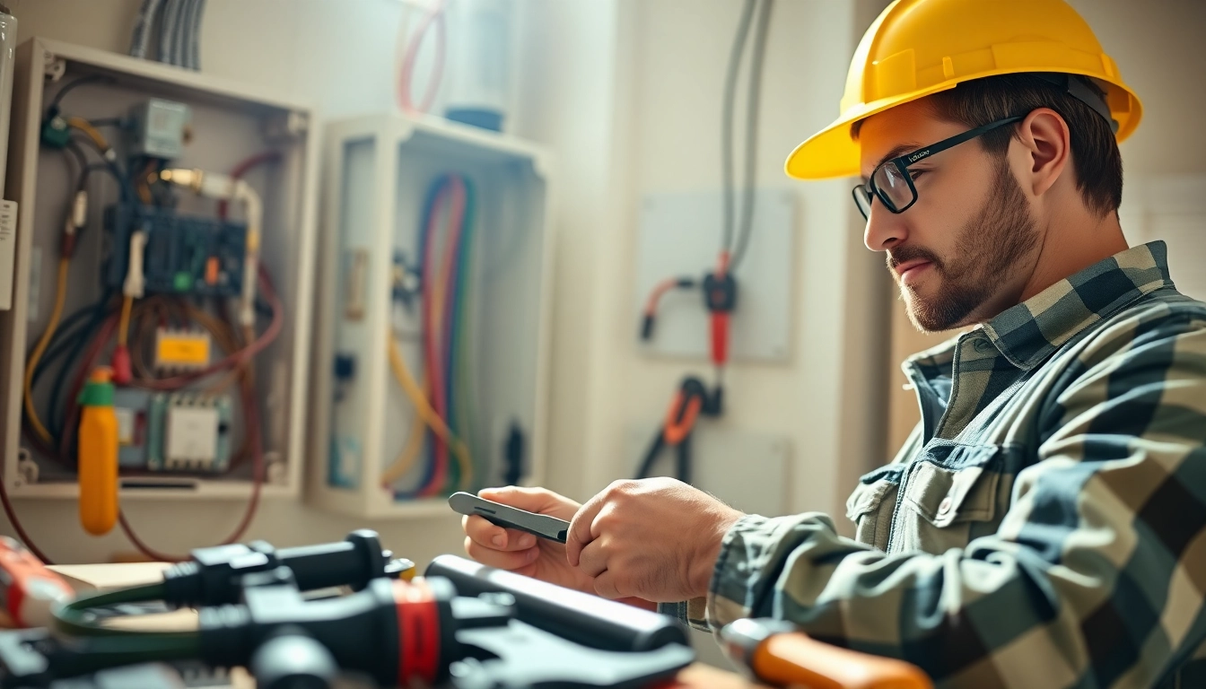 Electrical Contractor Clearwater performing service on residential panel with specialized tools.