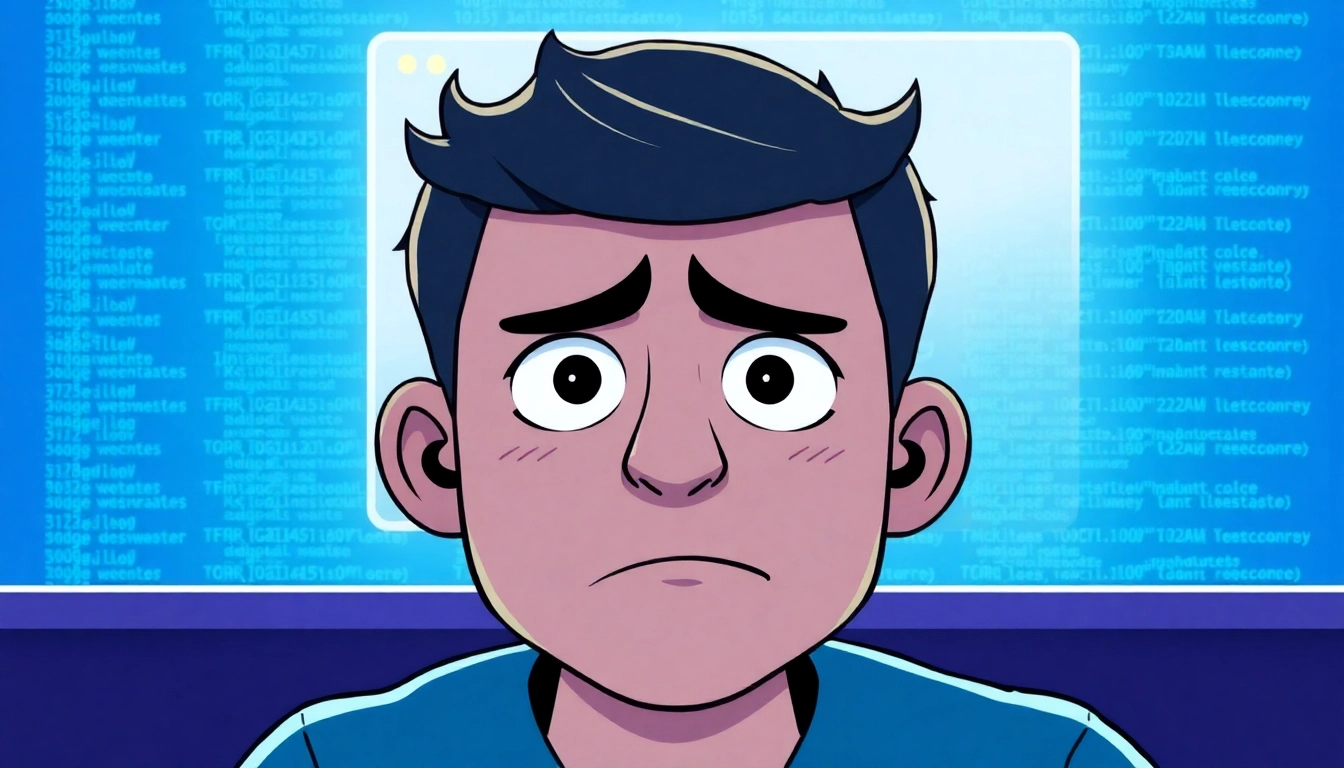 Inatogel users encountering a website block message with a distressed expression and digital design elements.