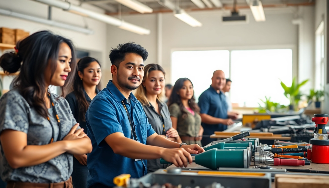 Trade schools in Hawaii offering hands-on training for diverse students in a vibrant classroom.