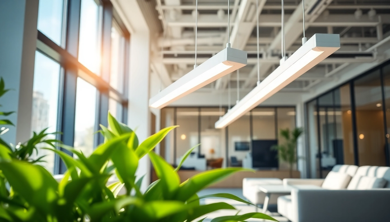 Illuminate spaces effectively with LED Batten Light Sourcing showcased in a modern office setting.