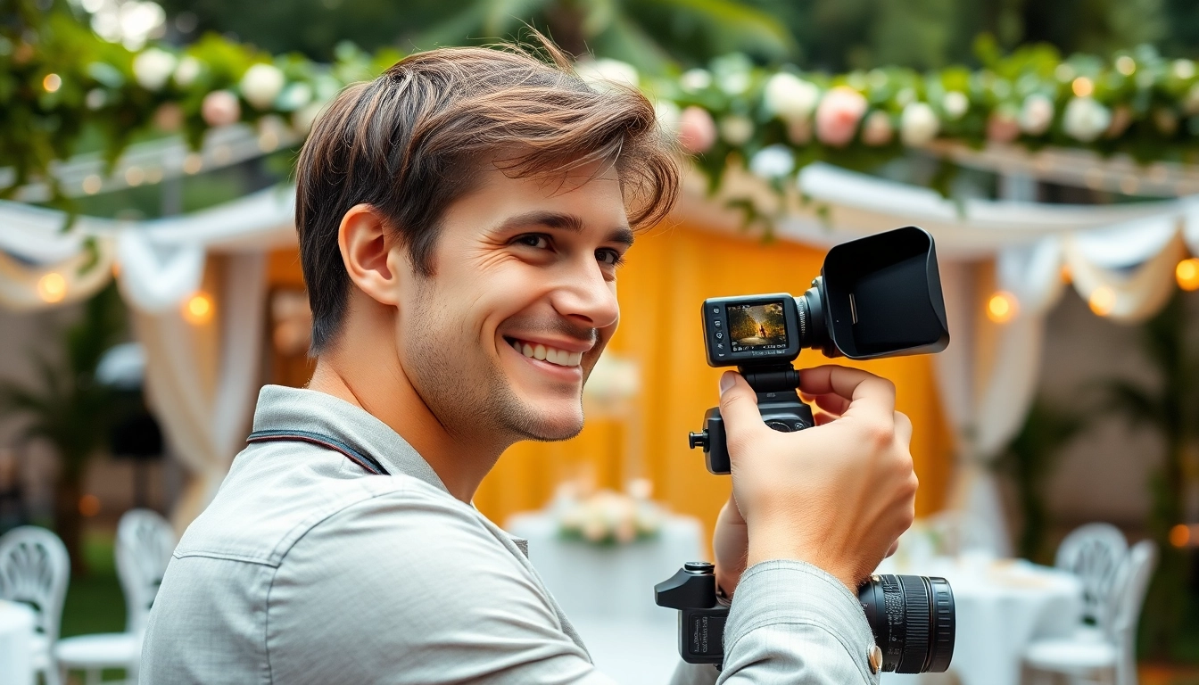Tallahassee Photographer capturing a wedding scene outdoors with vibrant greenery.