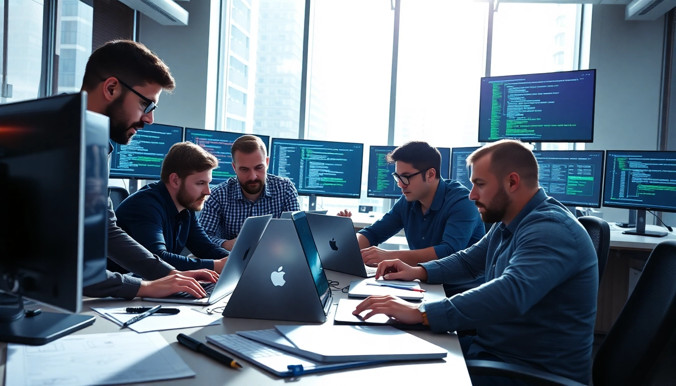 Aktives red teaming Team in moderner Büroumgebung mit Hochtechnologie.