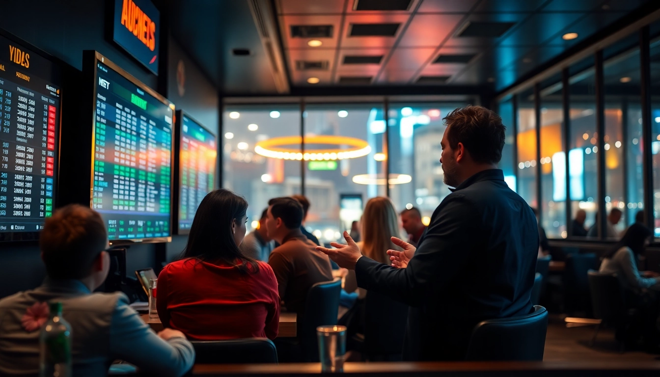 Explore Betting sites with free bets with professional gamblers strategizing in a modern environment.