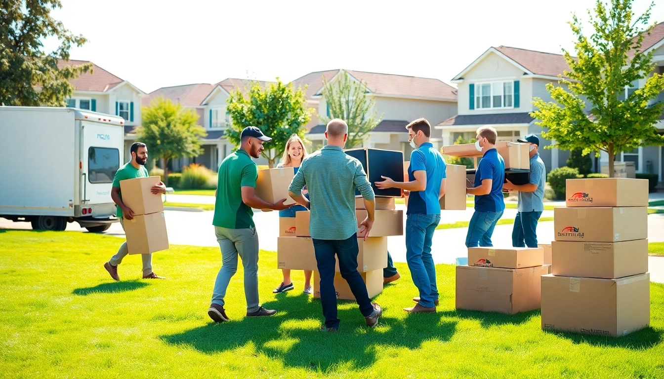 Residential Moving Company team efficiently relocating in a sunny neighborhood.