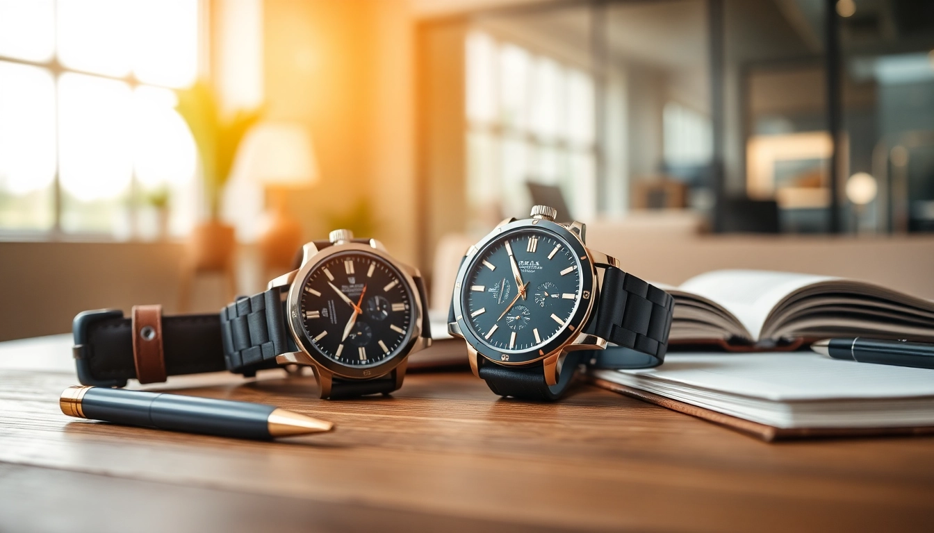 Herren Armbanduhren präsentieren sich in eleganter Umgebung mit hochwertigen Details.