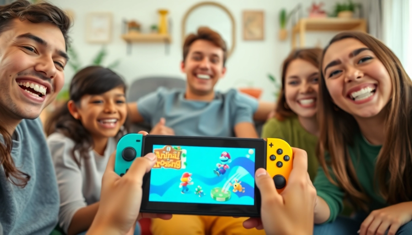 Friends enjoying nintendo switch games in a cozy living room setting