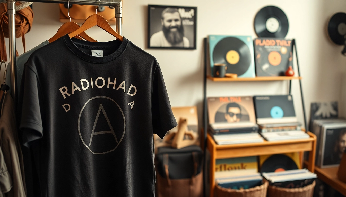 Explore vibrant Radiohead merch collection featuring stylish t-shirts and vinyl records.