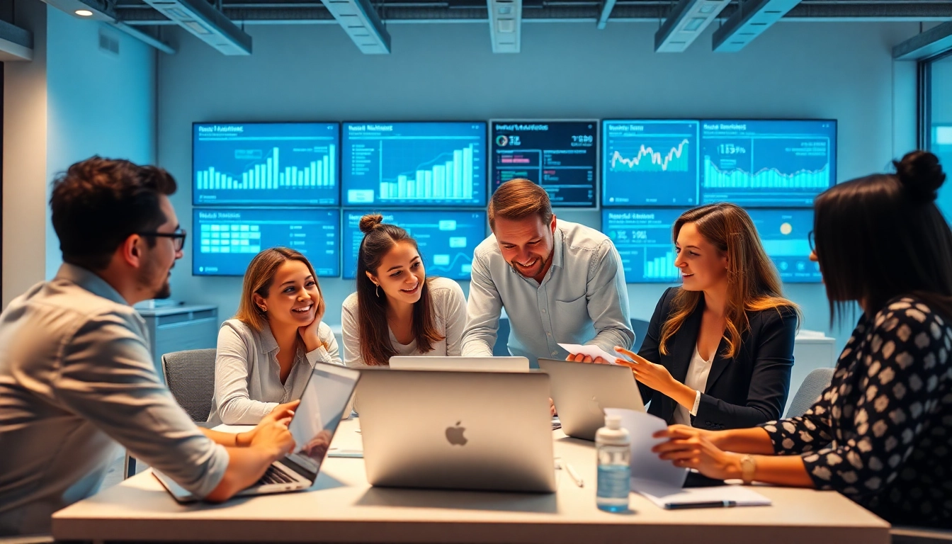 Online marketing bureau tilburg team collaborating in a modern workspace.