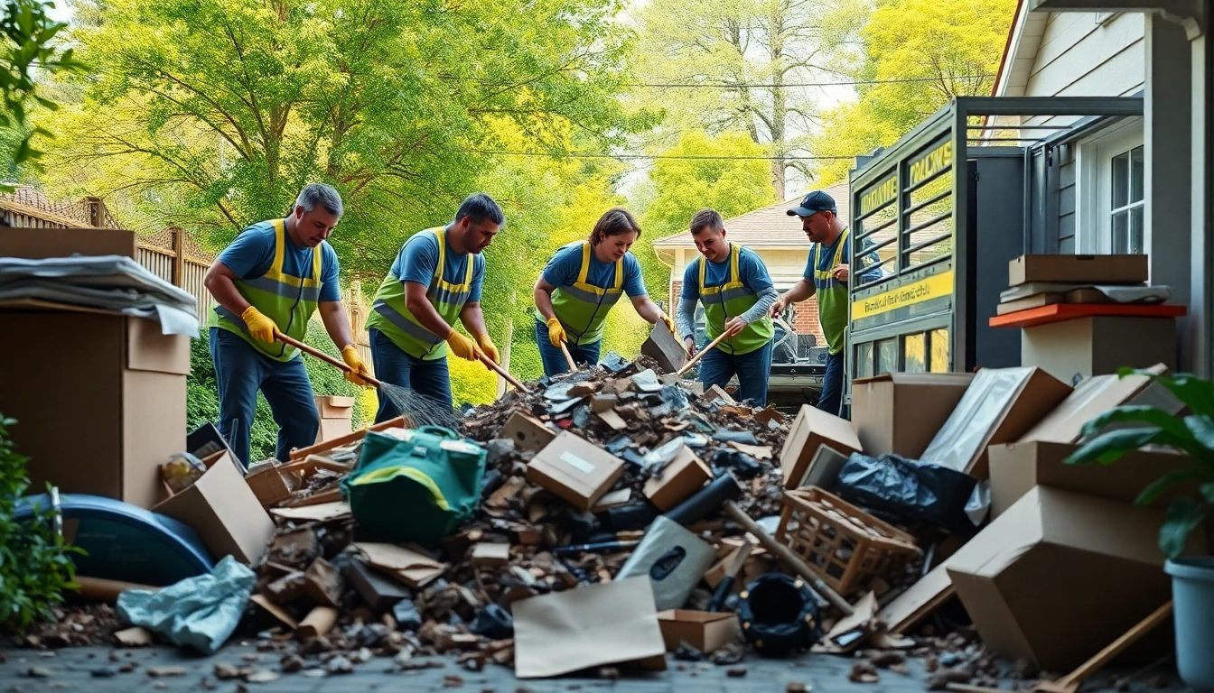 Efficient Cheap Rubbish Removal service team clearing debris from a driveway.