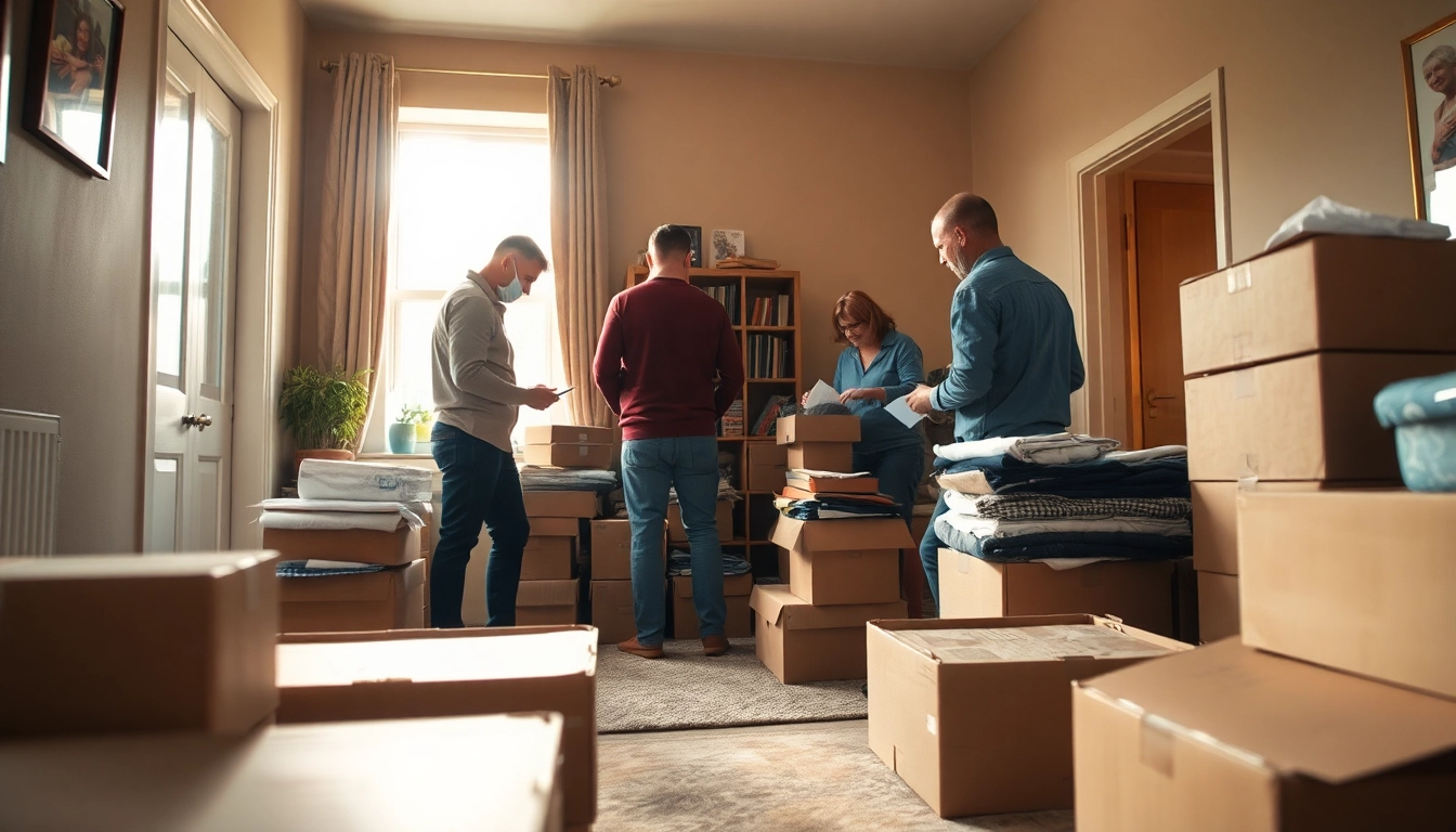 Efficient house clearance Sheffield service organizing belongings in light and calm atmosphere.