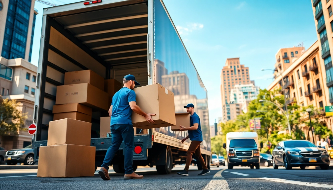 Bronx movers efficiently loading furniture into a truck on a city street, showcasing professionalism.