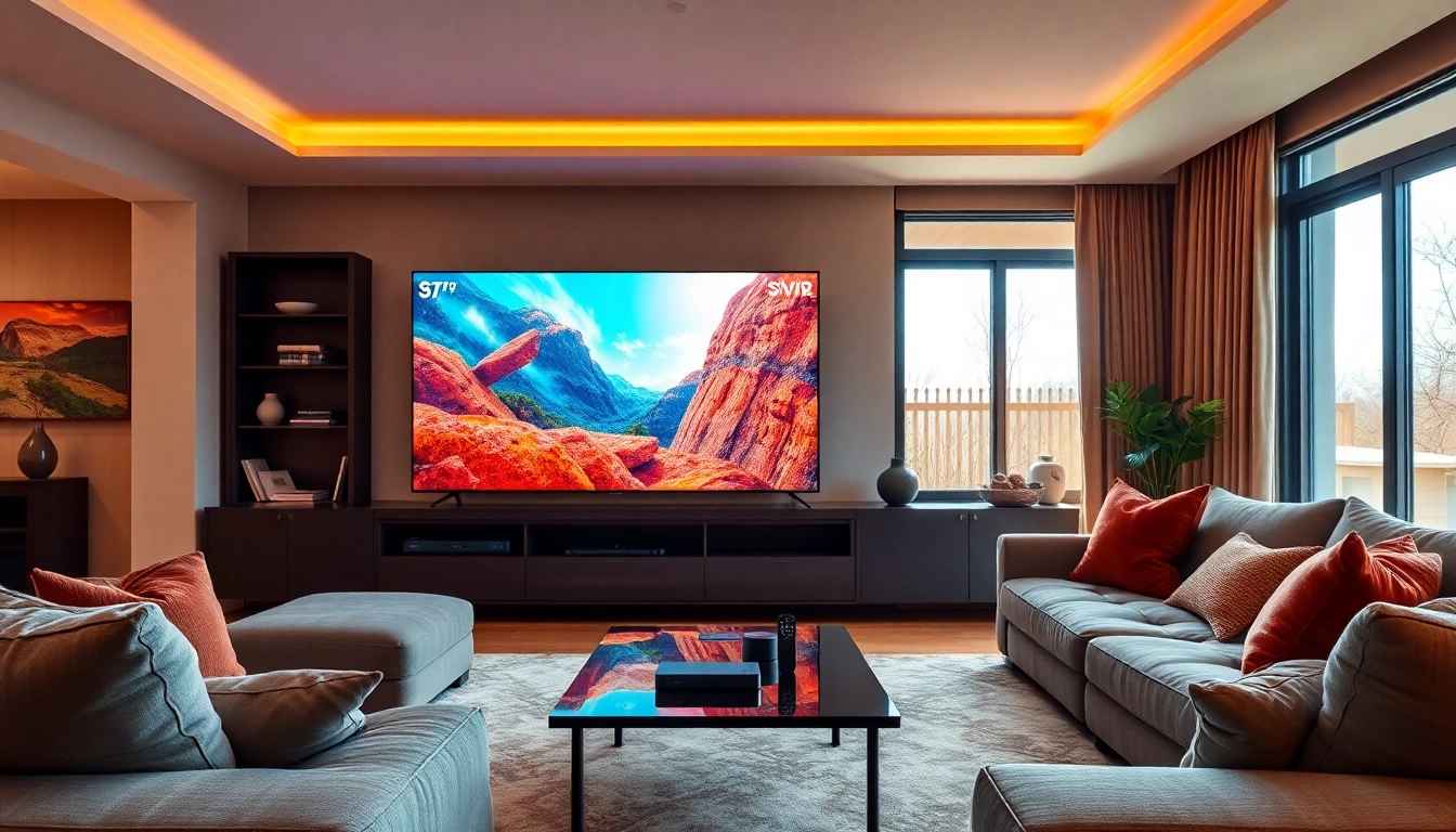 Comprar IPTV en un moderno salón con un televisor inteligente y comodidad.