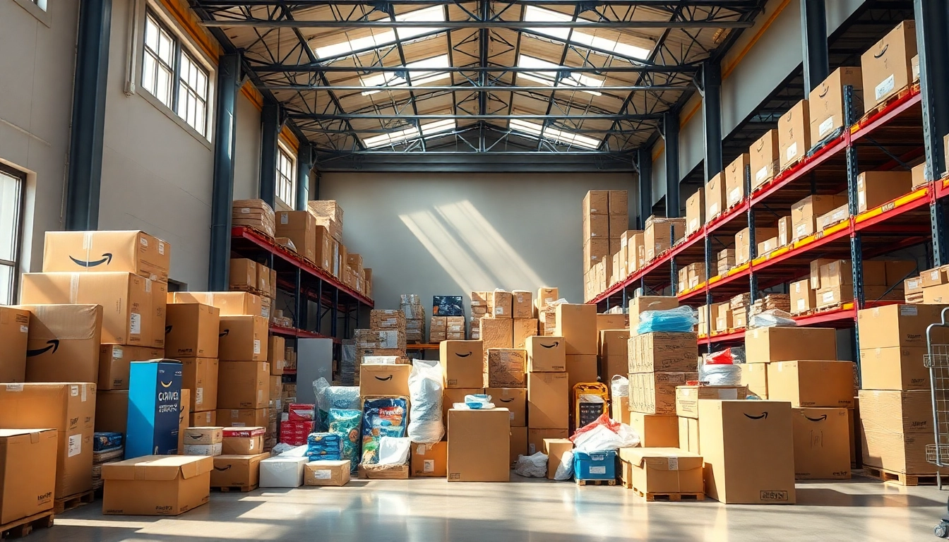 Optimize your Amazon FBA wholesale success with a vibrant warehouse scene.