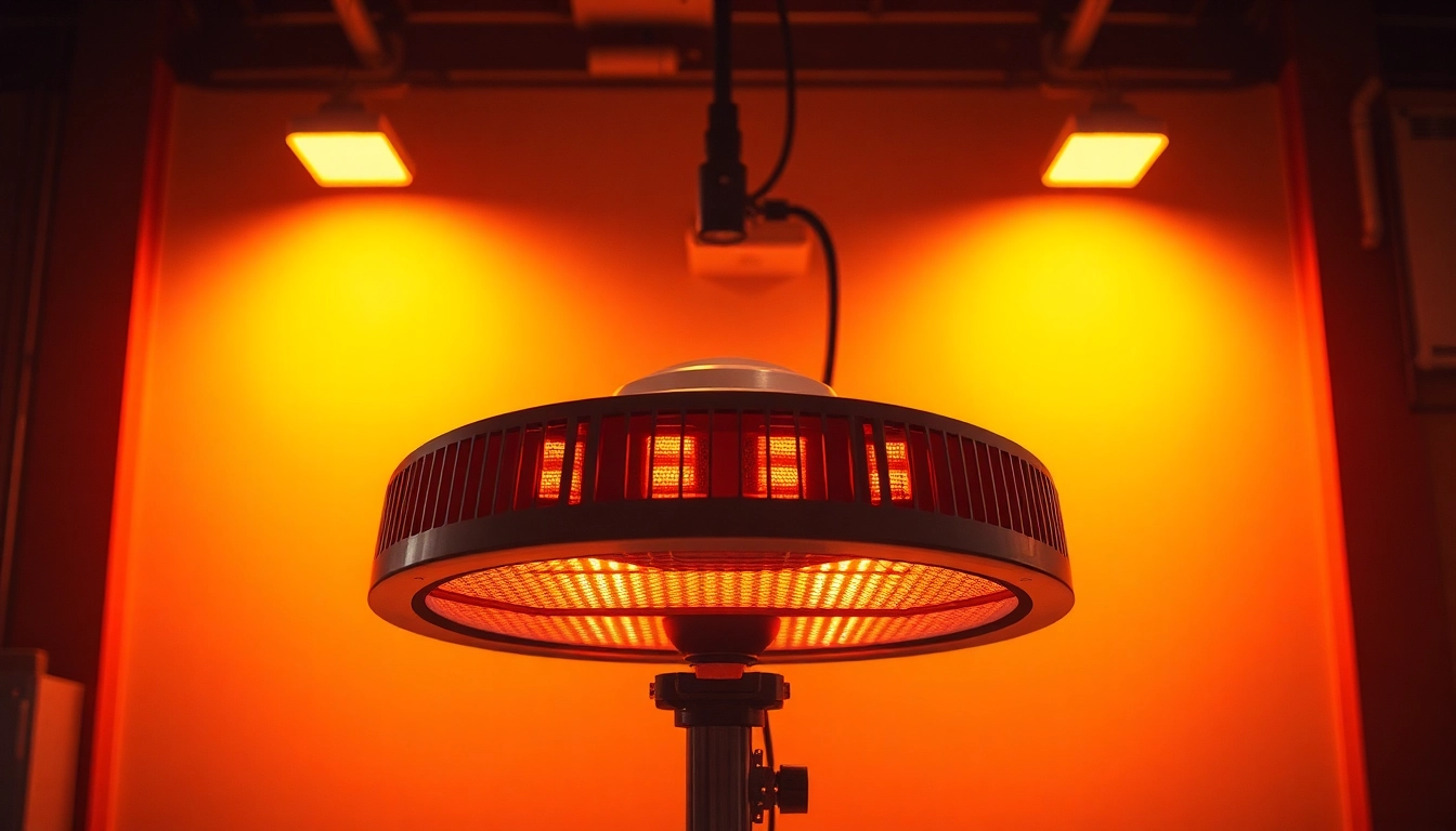 An efficient infrared heating lamp provides targeted heat in an industrial setting, enhancing productivity.